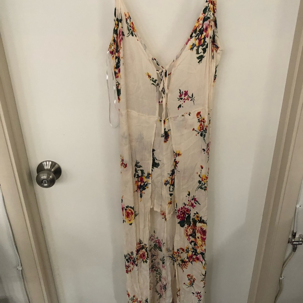 Floral romper with long train